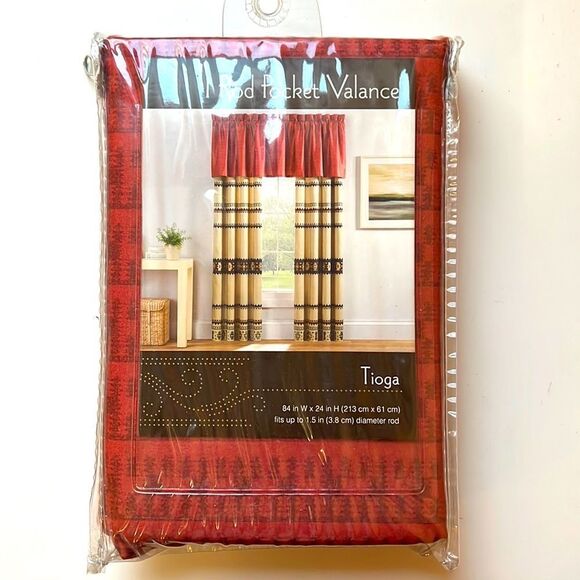 Tioga Burgandy Rod Pocket Valance Curtain Topper - Picture 2 of 3